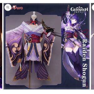 Raiden Shogun Cosplay Costume with wig and shoes size small